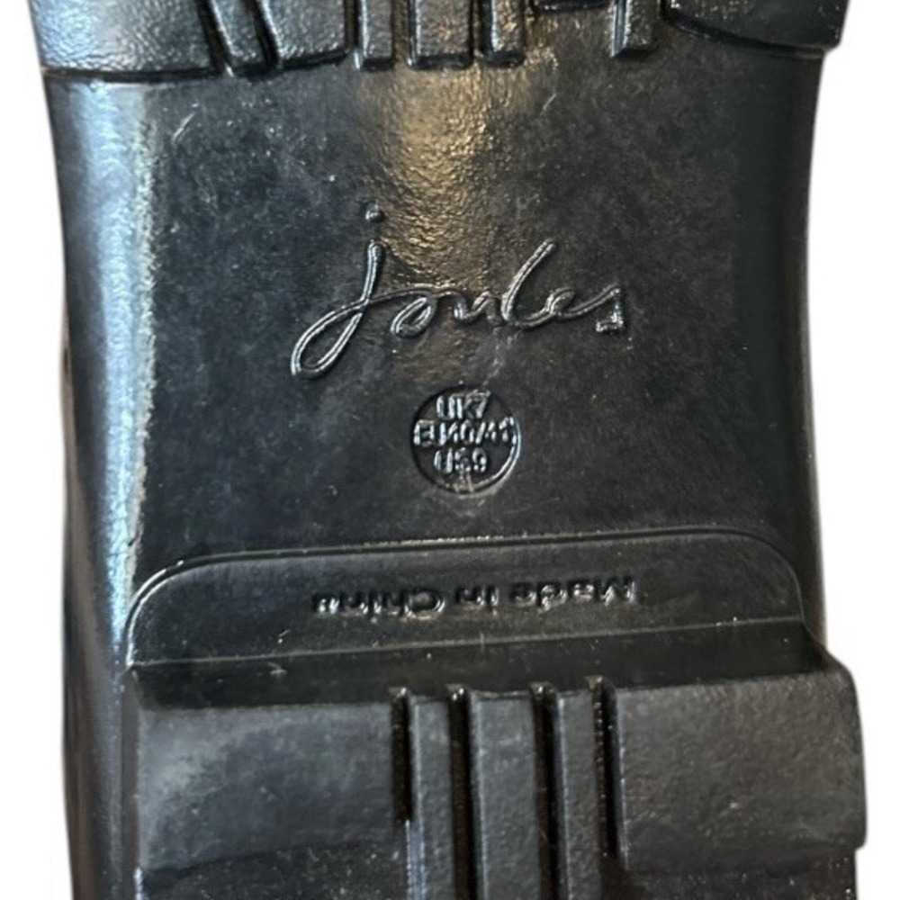 JOULES Wellibob Gloss Black Rain Boots sz 9 Rubber Short Ankle Garden Outdoor - Picture 9 of 9